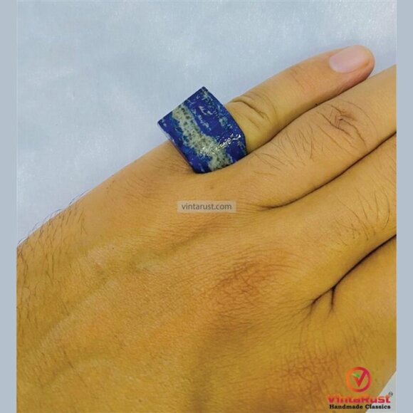 Jewelry - Natural Lapis Lazuli Statement Ring: Gemstone Ring for Men & Women